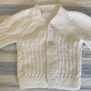 Vintage handknit baby cardigan in soft acrylic